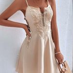 NWOT Lace Up Side Contrast Guipure Lace Cami Dress Photo 4