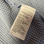 American Eagle Blue Hooded Waffle Knit Shacket Women’s Size Medium Button Photo 3