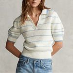 Ralph Lauren Polo Striped Cotton Linen Knit Polo Sweater Small Photo 0