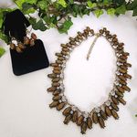 Statement AB Collar Necklace Earrings Set Gold Photo 1