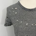 IRO  XS Black, White Stripe Gabry Distressed Linen Short Sleeve T-Shirt Photo 2