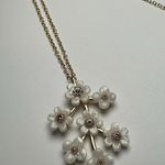 J.Crew Talbots White Flower Rhinestone Pendant Gold Tone Chain Necklace NWT $59 Photo 1