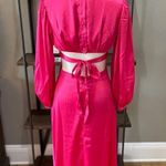 RAHI Cierra Cutout Balloon Sleeve Satin Midi Dress Fuchsia Womens Size Small Pink Photo 5