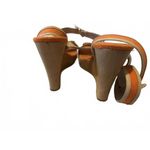 Ralph Lauren  Beige and Orange Wedge Sandals Buckle Straps 7 Photo 6