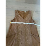 Black Swan  Tan Floral Embroidered Suede Mini Dress Medium Photo 4