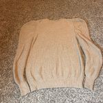 Loft Women's Beige Puff Sleeve Ribbed Crew Neck Sweater Size M Photo 5