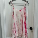 Raviya‎ Tie Dye Swimsuit Cover Up NWT size Large in Pink/White Crochet Trim Pink Photo 9