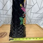 Consuela  Black Quilted Patent Tote Floral Embroidery Leather Shoulder Bag Purse Photo 4