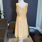 Women’s Tea Length Chiffon & Lace Dress with Matching Chiffon Jacket Size 12 Yellow Photo 5