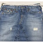 True Religion  Joey Skirt Blue Denim Jean Size 27"‎ Light Wash Distressed USA Photo 5
