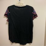 Style & Co Womens Top T Shirt S 40” Boho Print V Neck Black Brown Blue Bohemian Photo 5