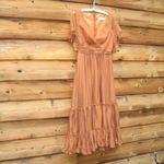 Mac Duggal NWT  Flutter Sleeve Tiered Skirt Midi Dress Photo 6