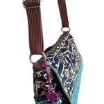 Fossil Blue and Tan Messenger Crossbody Bag with Long Strap Photo 11