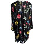 Old Navy  Floral Long Slit Sleeve Black Scoop Neck Dress Photo 3