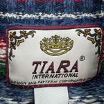 Tiara International Tiara Int (M) VINTAGE Y2K Womens Blue Nordic Fair Isle Knit Full Zip Sweater Photo 6