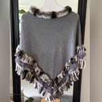 KELLI KOURI Silver Fox & Rabbit Fur Wool Poncho Size undefined Photo 0