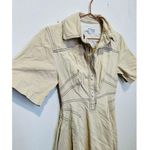 ROSETTA GETTY x RTR Beige Twill Collared Short Sleeve Bone Stitching Dress 0 Photo 3