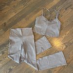 Lululemon  Align Strappy Tank & Ribbed Mini Flare Short Leggings Set Nomad NWOT Photo 3