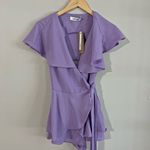 DO+BE  Lavender Ruffle Wrap Romper Open Back Tie Waist Dressy One-Piece S Photo 2