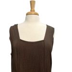 Flax  Crepe Sleeveless Long Maxi Dress Square Neck Lagenlook Brown size Medium Photo 1