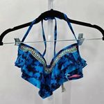 Victoria's Secret  Blue Ruffle String Tie Bikini Top Swimsuit Swimwear Size Small Photo 0