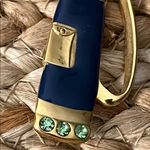 LIA Gold and Blue Enamel Golf Bag Brooch with Rhinestones Photo 2