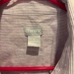 Chico's  XL 3 Linen‎ Striped Shirt Dress Button Down Embellished Casual Tunic Photo 2