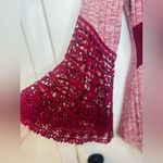 Venus Crouched Bell Sleeve Burgundy And Rose V Neck Sweater Top Size M Photo 3