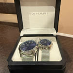 Tahari SALE  His & Her’s Silver and Blue Watch Set Photo 0