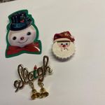 Lot Of 3 Costume Brooch Pins Christmas Holiday 2 Handmade Santa Snowman Etc Photo 4