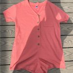 Old Navy medium coral orange romper cotton blend textured knitutility 3.5 inseam Photo 1