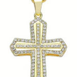 Gold Plated Stainless Steel Cross Pendant 24” Rope Chain – CZ Iced Out Necklace Photo 0