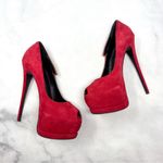 Giuseppe Zanotti  Sharon Rhinestone Lightning Bolt Suede Platform Heels Red 38 Photo 3