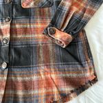 Democracy Orange And Black Plaid Flannel With Raw Hem Photo 4