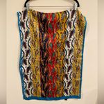 Bursa Silk Valley Turkey Floral Print Silk Scarf 64" x 22” Blue, Red, Gold Yellow Photo 2