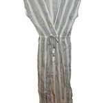 Blue Island Metallic Striped Maxi Swim Cover Dress Photo 0