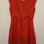 Lucy & Laurel  100% linen woman burnt orange dress size 10 v back Photo 4