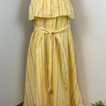 Lemlem  Zeritu Bahiri Yellow Striped Strapless Ruffle Maxi Dress Large New Photo 0