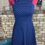 B Darlin Sun dress circle skirt polkadot navy blue white 90s Photo 2