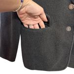 Ralph Lauren Lauren Gray Cotton Sweater-Knit Blazer Large Silver Crest Buttons Photo 2