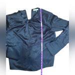 Frame Black 100% Silk Twist Keyhole Neck Jacquard Blouse Size Large Shoulderpad Photo 9