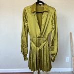 House Of CB  'Allegra' Chartreuse Pleated Shirt Dress NWOT size XL Tall‎ Photo 2
