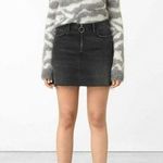 ALLSAINTS Jasper Faded Black Denim Zip Front Frayed Hem Mini Skirt sz 6 Photo 0