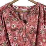 Nicole Miller  Blouse Womens M Red Floral Crop Tie Waist Boho Peasant Hippie Photo 1