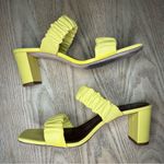 STAUD  Frankie Ruched Leather Block Heel Sandals Mules Yellow Size 37 Womens 7 Photo 8