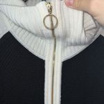 Calvin Klein EUC  Cream Black Long Zip Front Duster Sweater Dress Medium Photo 3