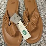 A New Day Women's Tan Slip-On Sandals Size 9.5 Ruched Strap Photo 0