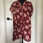 Alfani Women's Blouse Top Split Neck Short Sleeve Floral Maroon Size XL NWT Photo 2