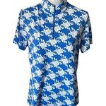 Ibkul Womens Golf Polo Top Shirt Blue White Colorful Athletic Large Photo 0