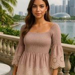 Allie Rose Valentines Day Cottagecore Romantic Feminine Coquette Smocked Blouse Photo 1